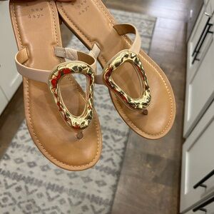 a new day Tan Sandals with Gold Hardware Accent